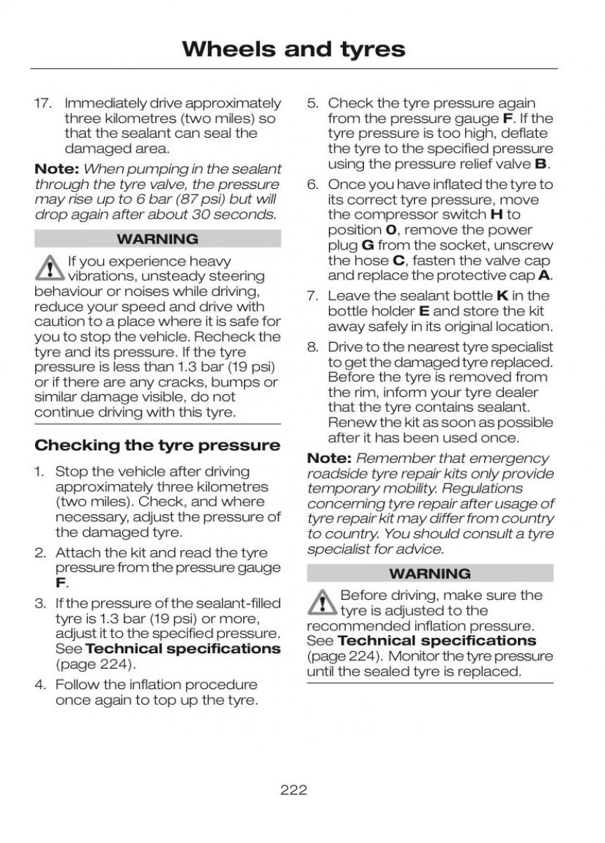 Ford C Max II 2 owners manual / page 226