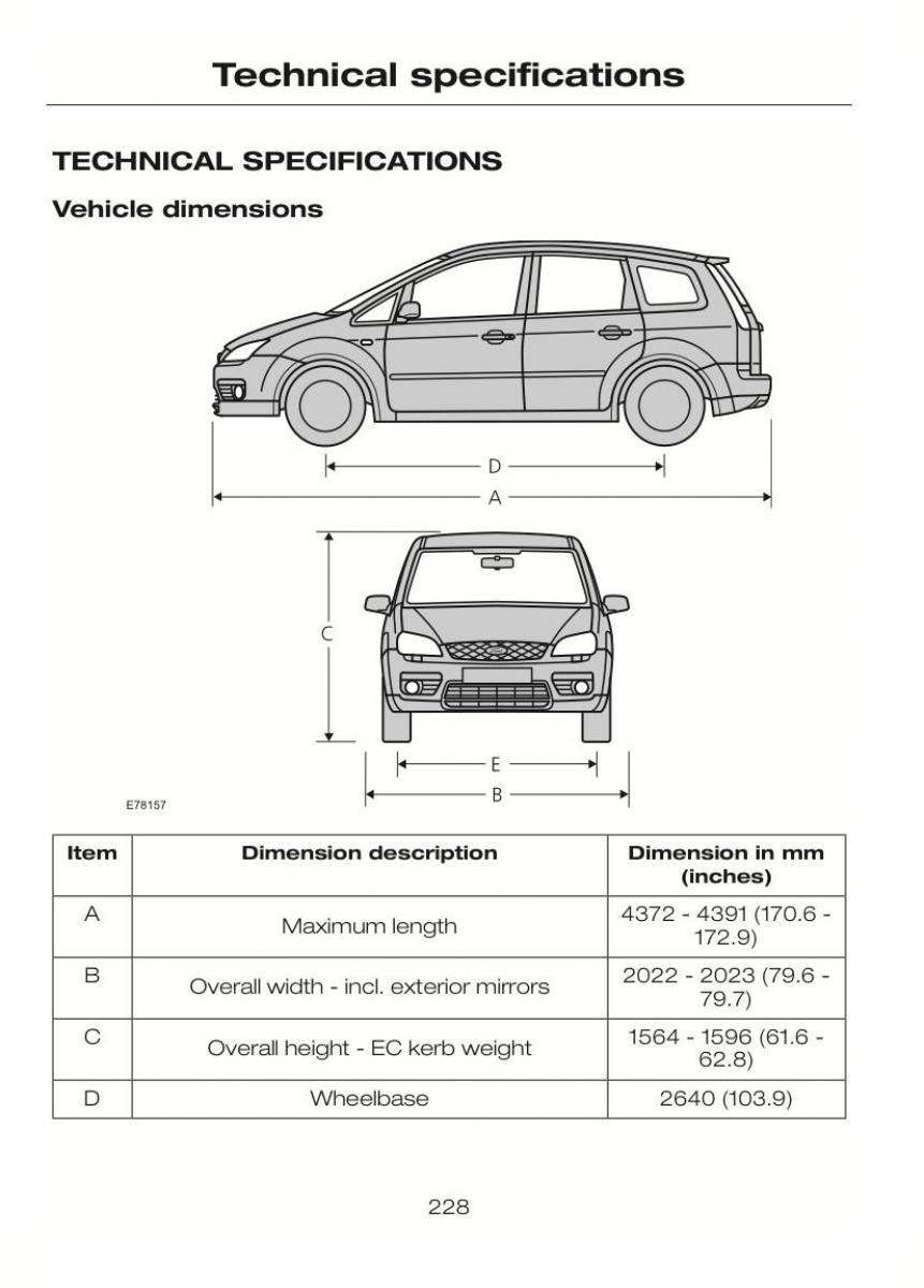 Ford C Max II 2 owners manual / page 232