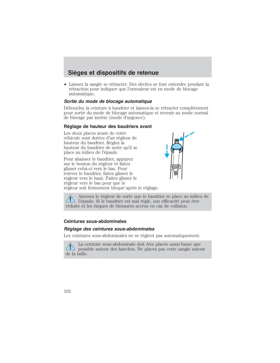 Ford F 150 manuel du proprietaire / page 102