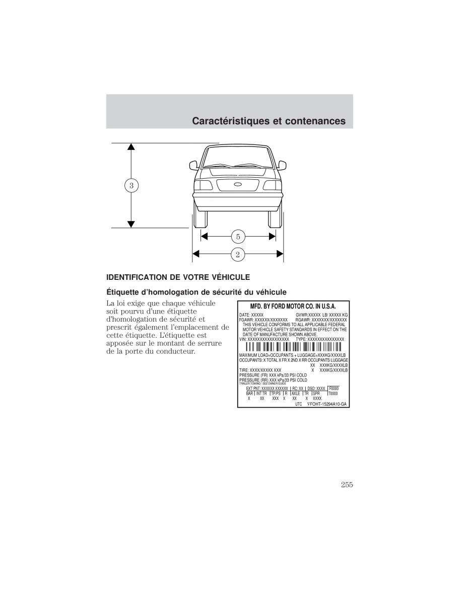 Ford F 150 manuel du proprietaire / page 255