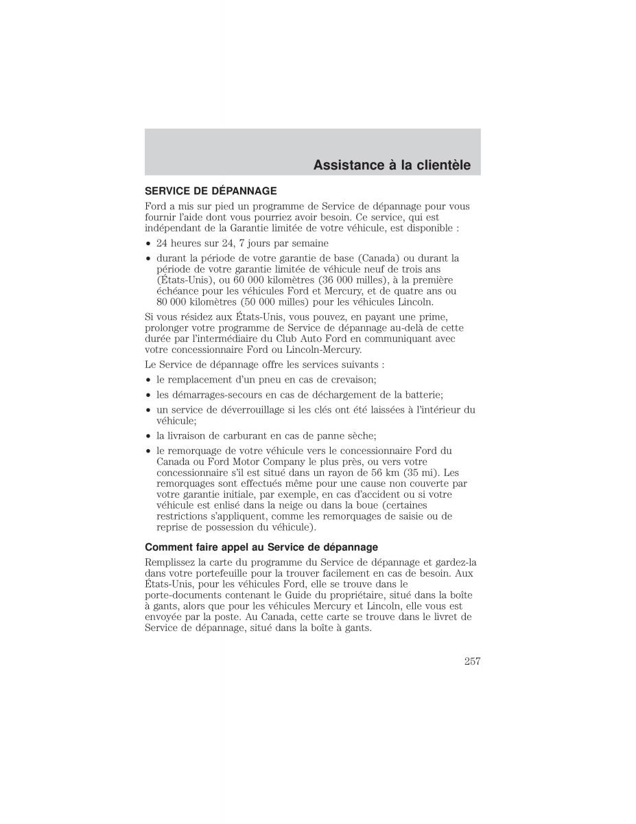 Ford F 150 manuel du proprietaire / page 257