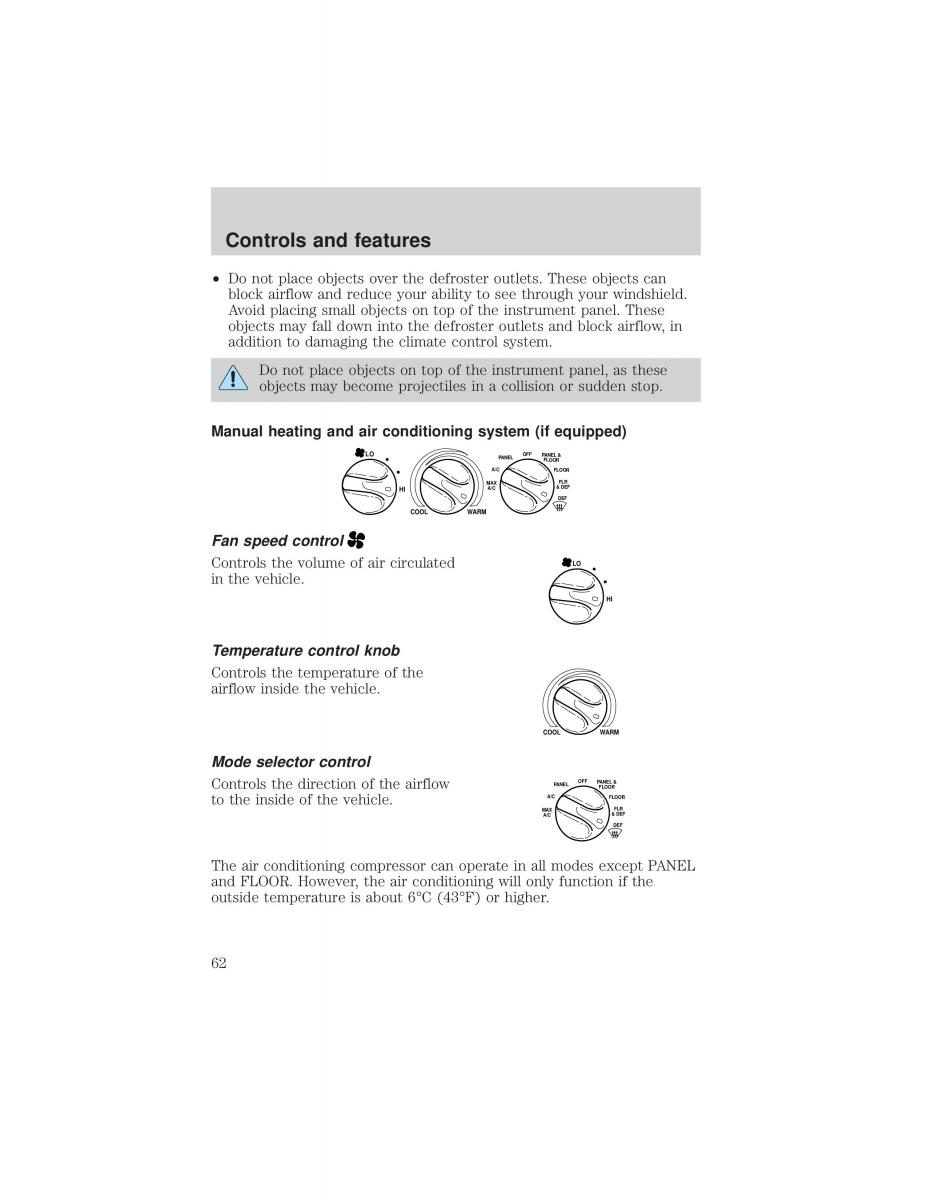 Ford F 150 owners manual / page 62