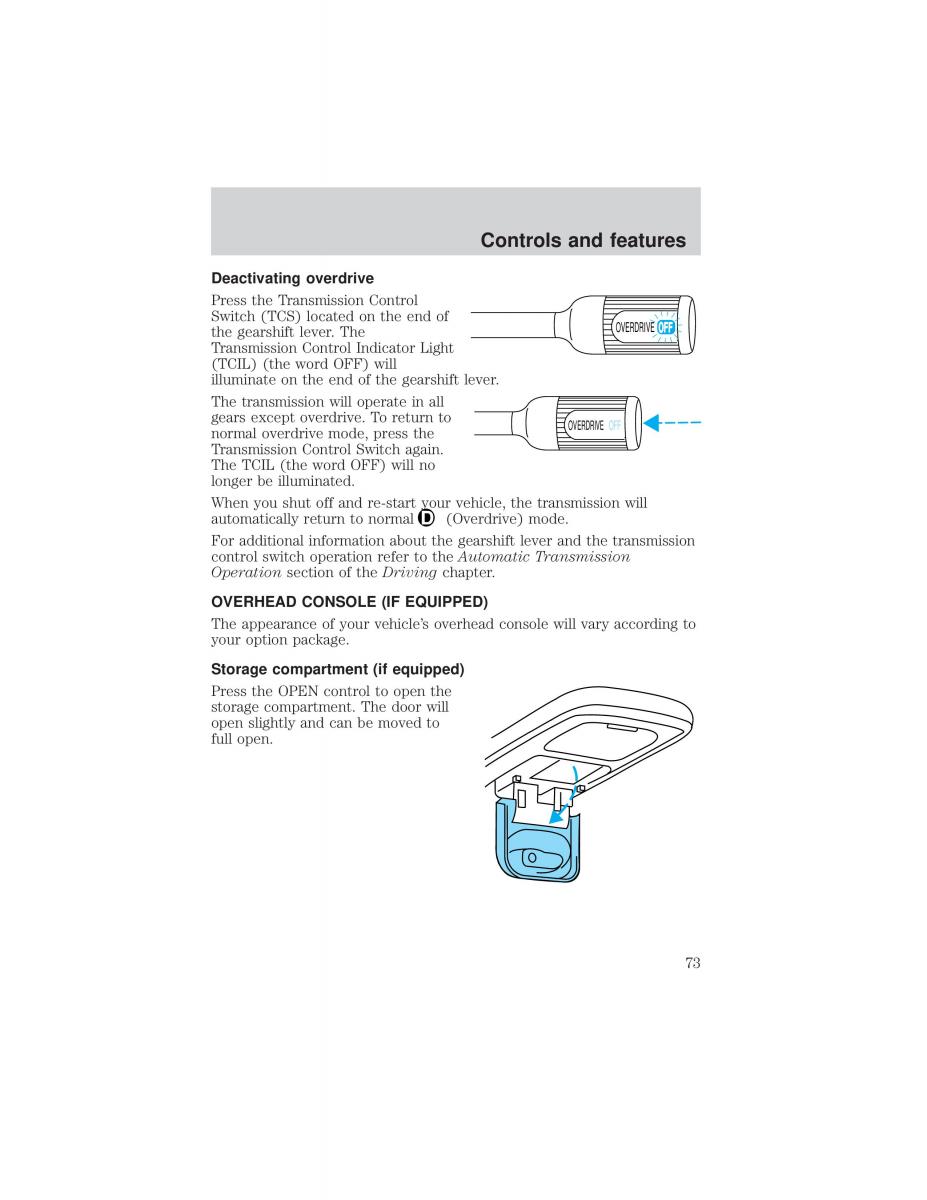 Ford F 150 owners manual / page 73