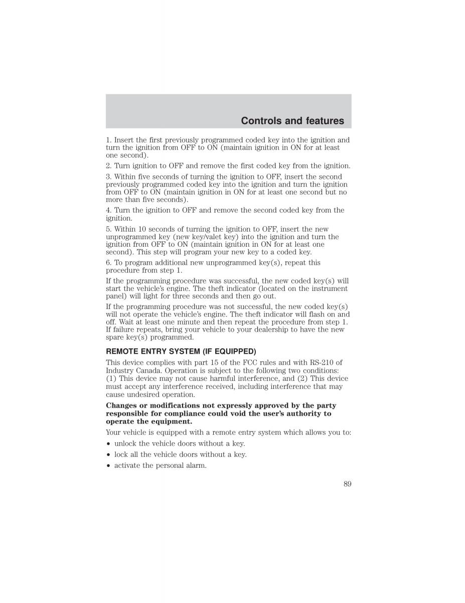 Ford F 150 owners manual / page 89