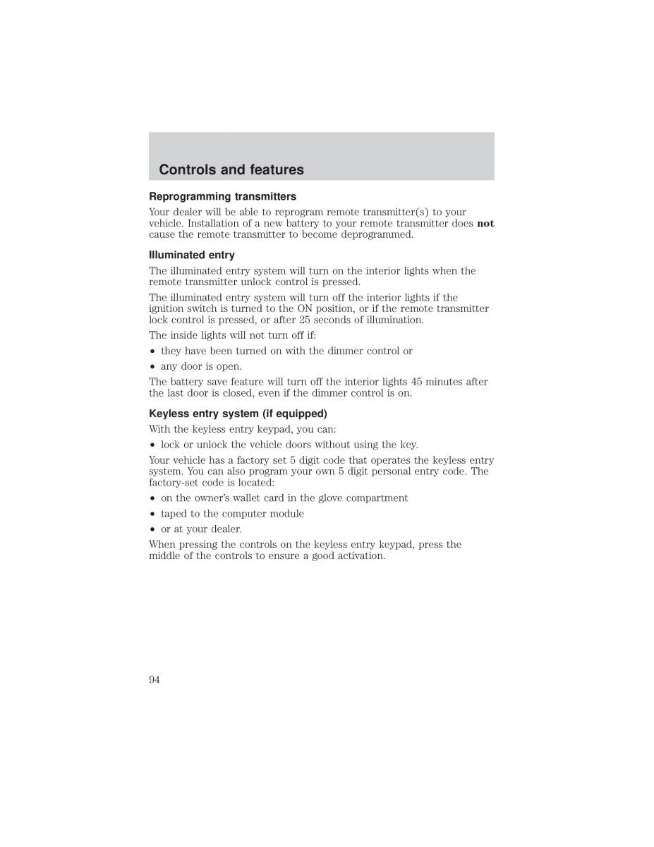 Ford F 150 owners manual / page 94