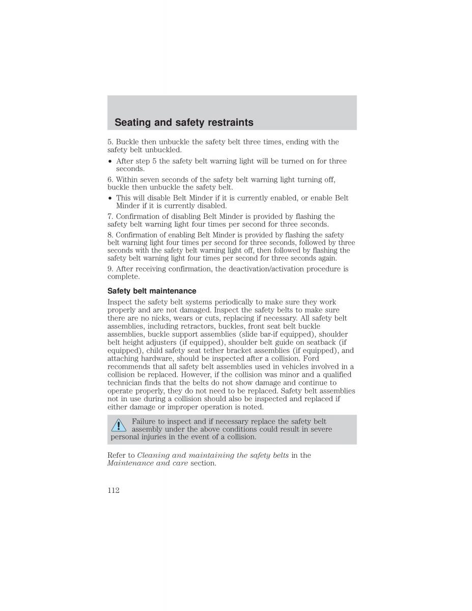 Ford F 150 owners manual / page 112