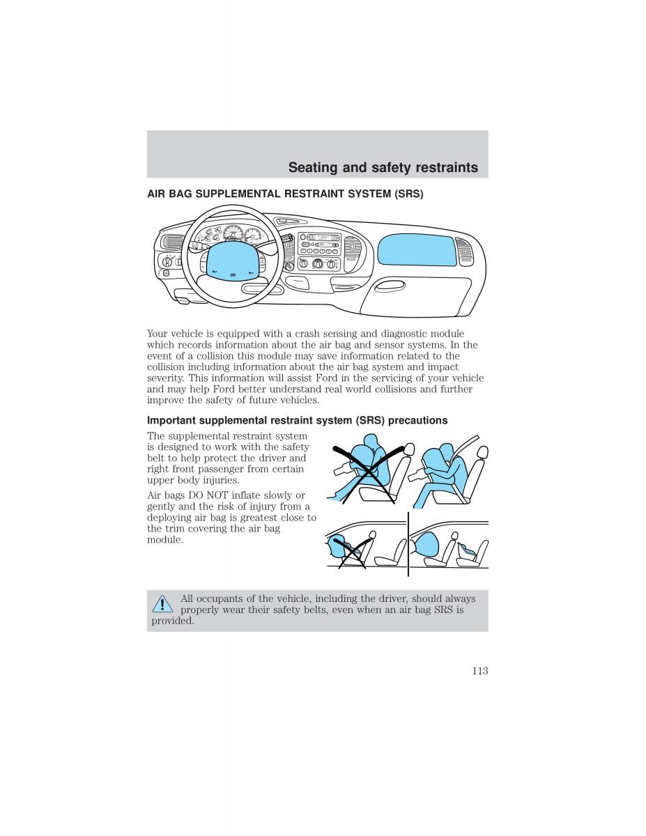 Ford F 150 owners manual / page 113