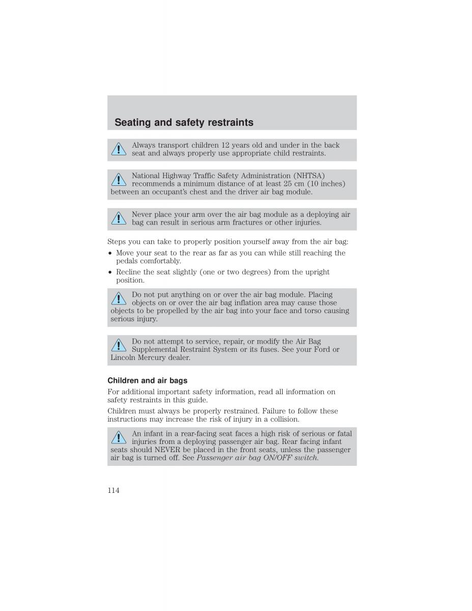 Ford F 150 owners manual / page 114