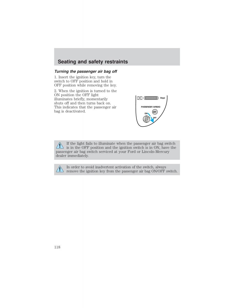 Ford F 150 owners manual / page 118