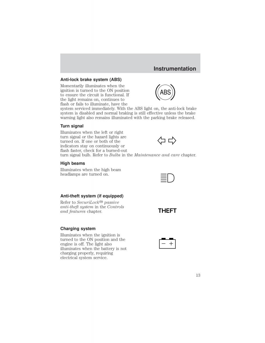 Ford F 150 owners manual / page 13