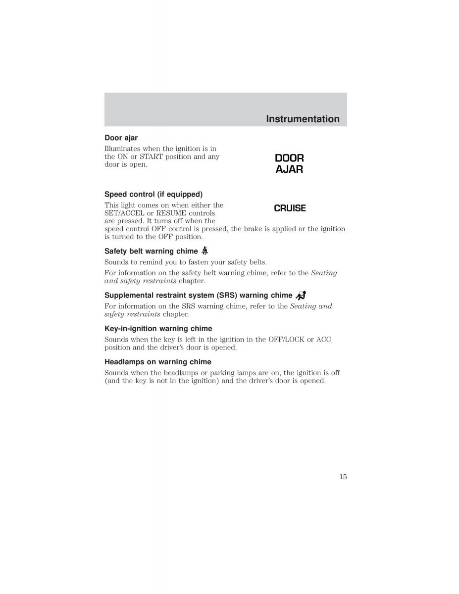 Ford F 150 owners manual / page 15