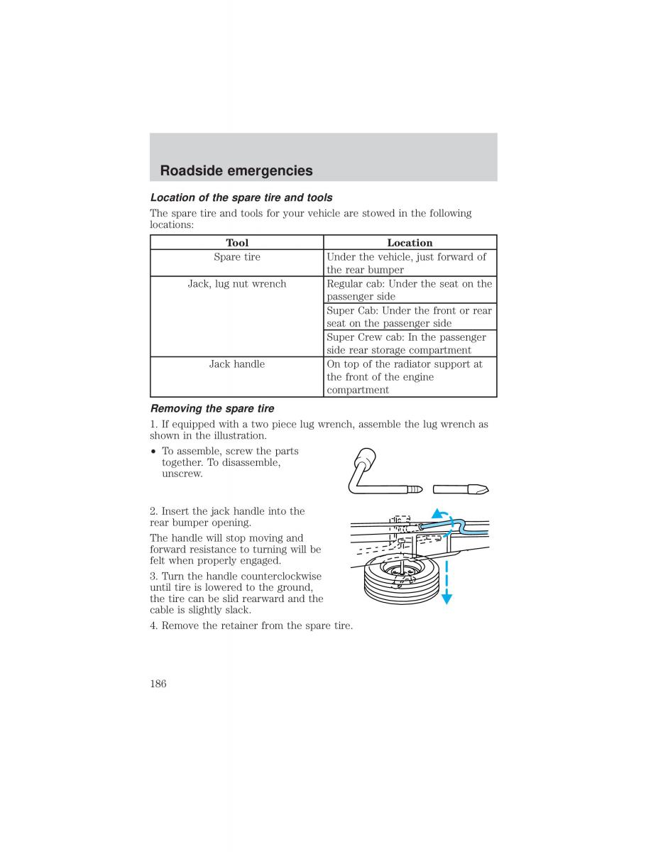 Ford F 150 owners manual / page 186