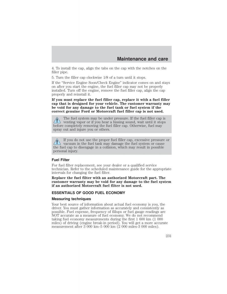 Ford F 150 owners manual / page 231