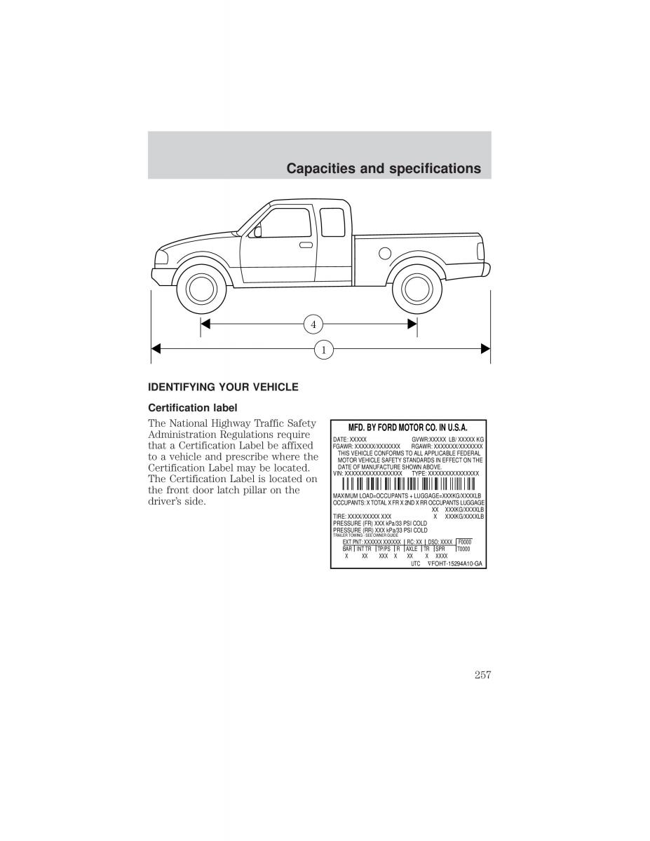 Ford F 150 owners manual / page 257