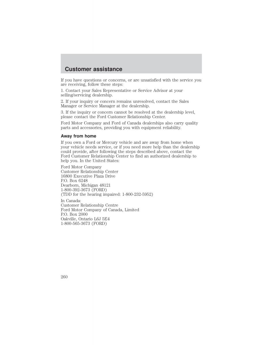 Ford F 150 owners manual / page 260