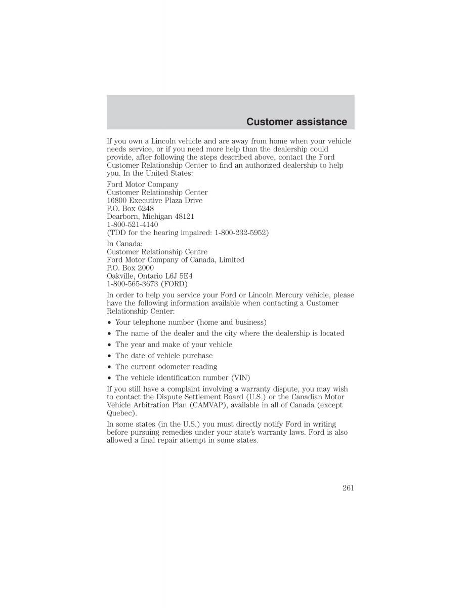 Ford F 150 owners manual / page 261