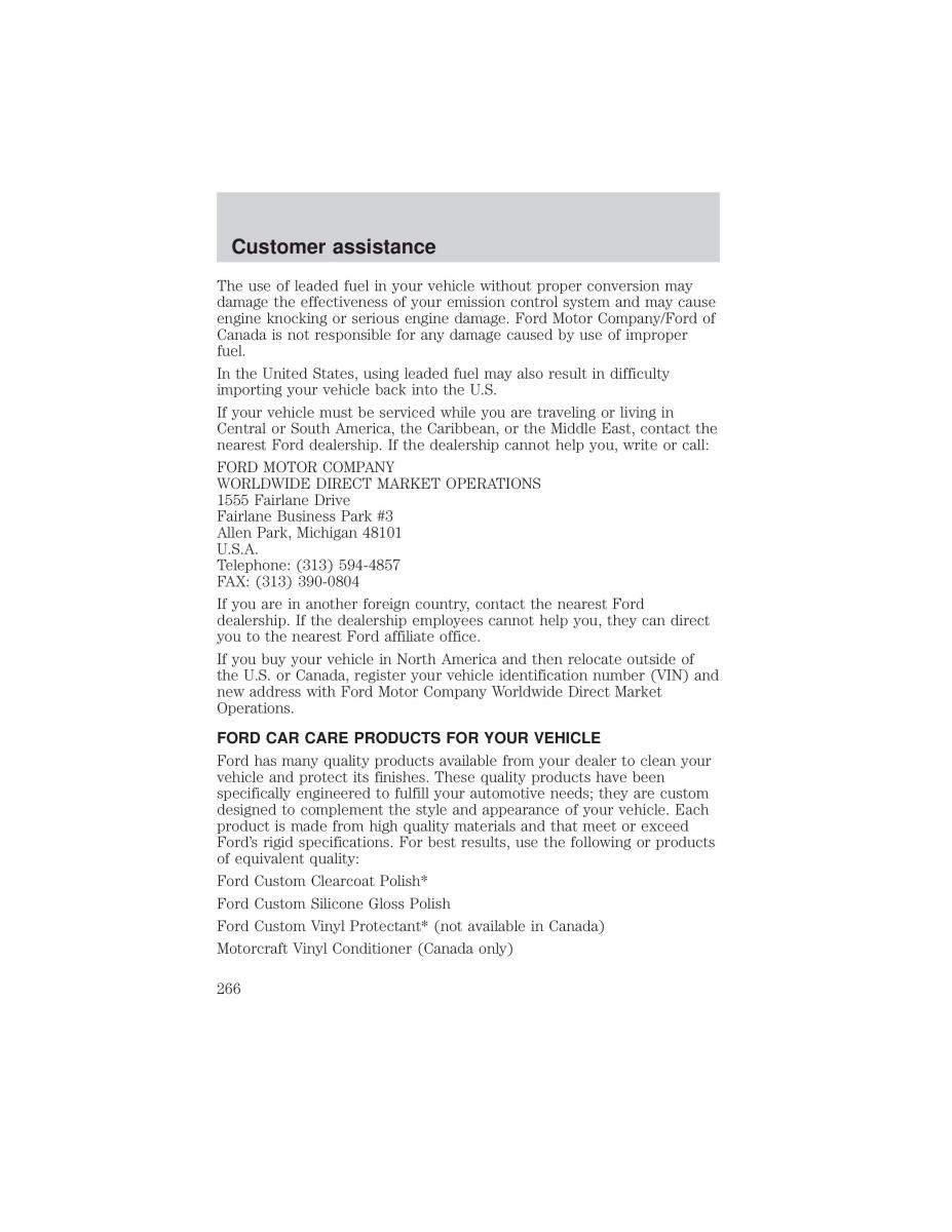 Ford F 150 owners manual / page 266