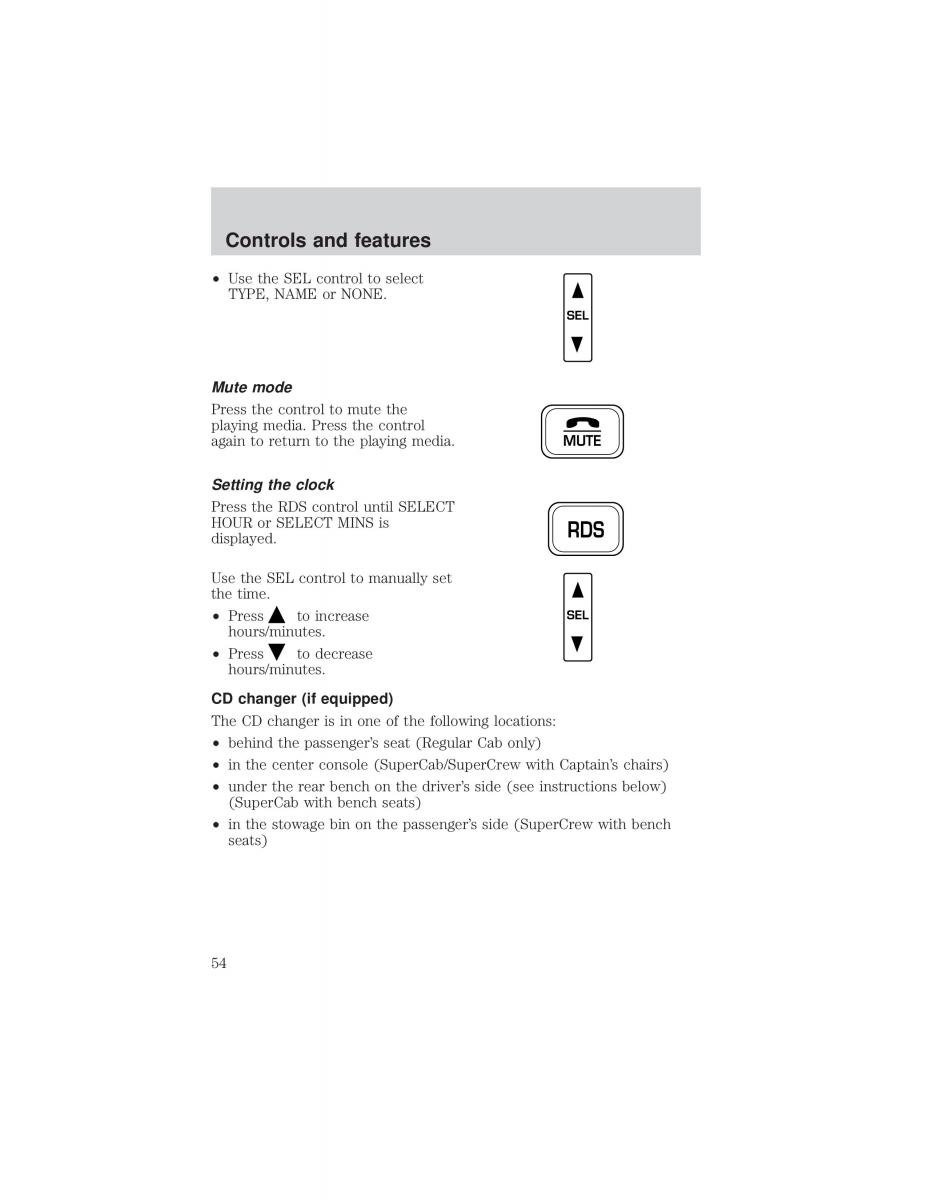 Ford F 150 owners manual / page 54