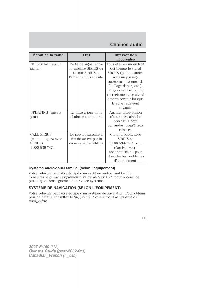 Ford F 150 manuel du proprietaire / page 55