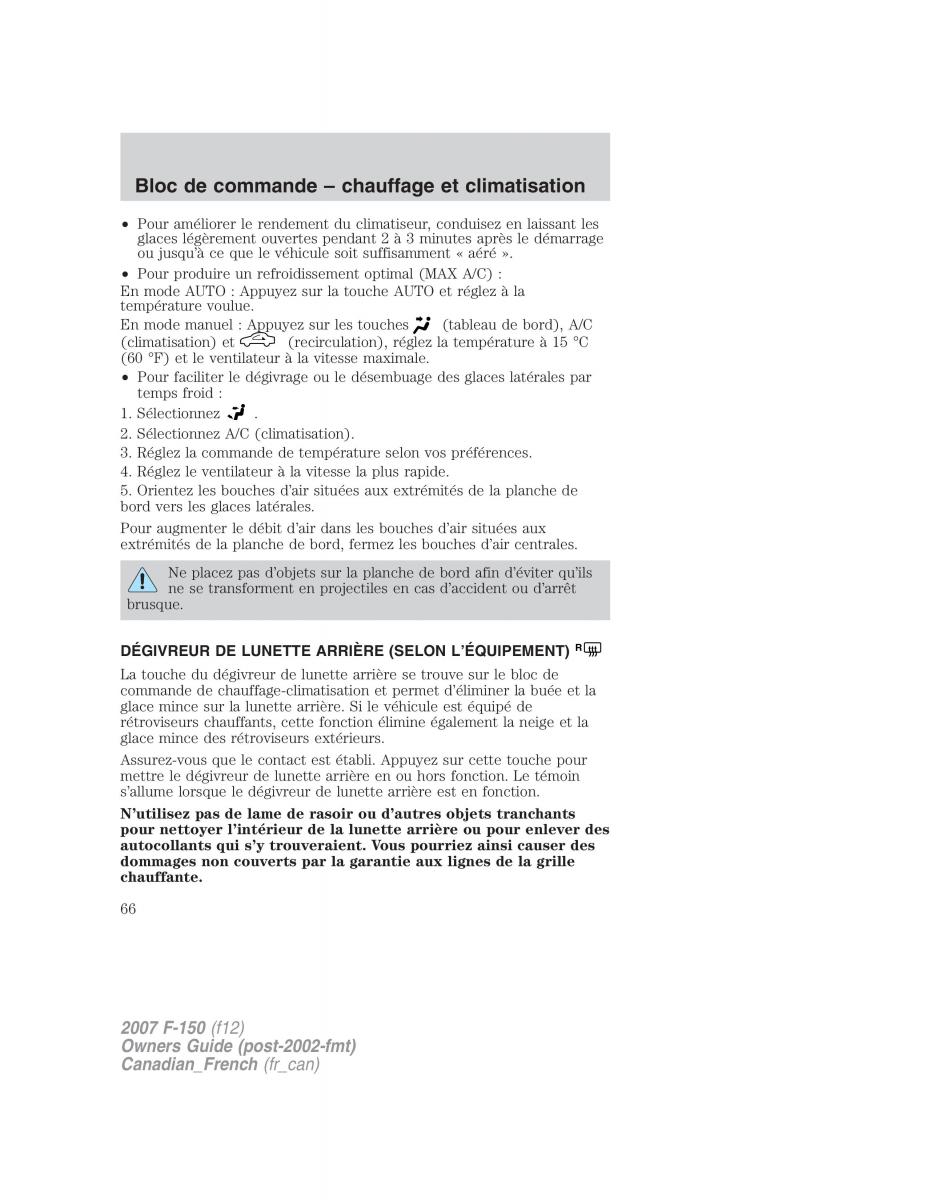 Ford F 150 manuel du proprietaire / page 66