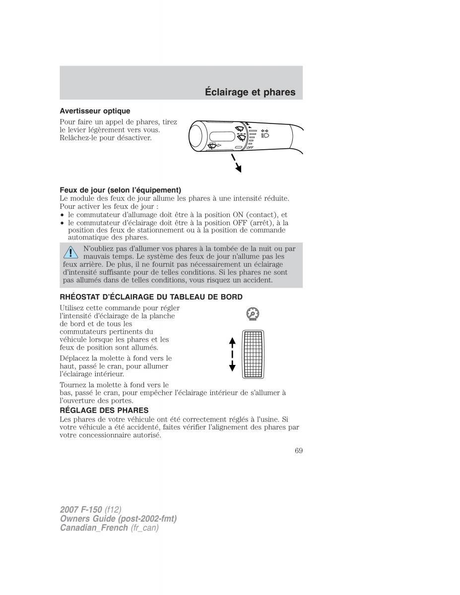 Ford F 150 manuel du proprietaire / page 69