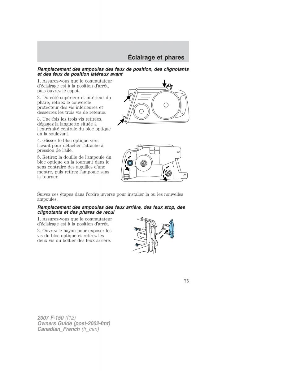 Ford F 150 manuel du proprietaire / page 75