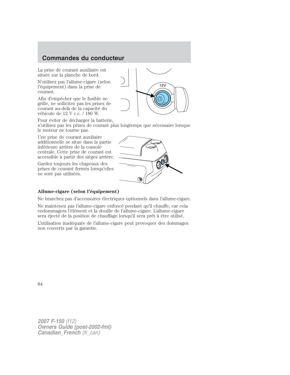 Ford F 150 manuel du proprietaire / page 84