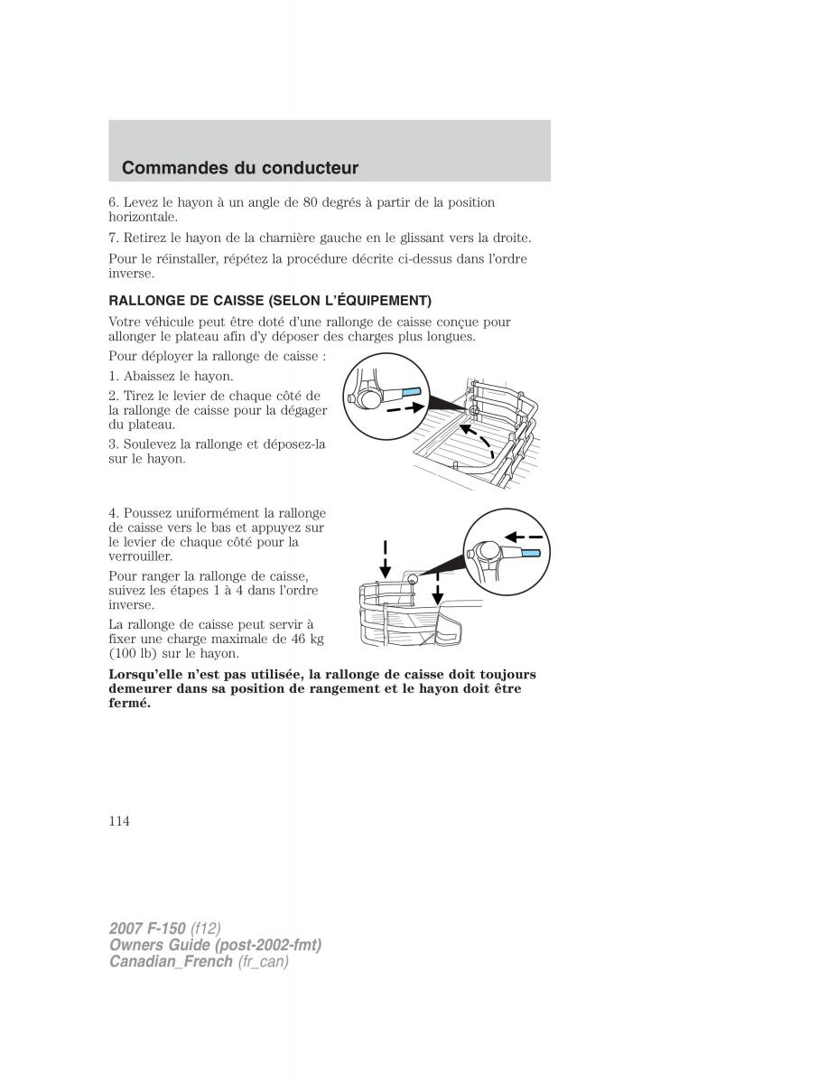 Ford F 150 manuel du proprietaire / page 114