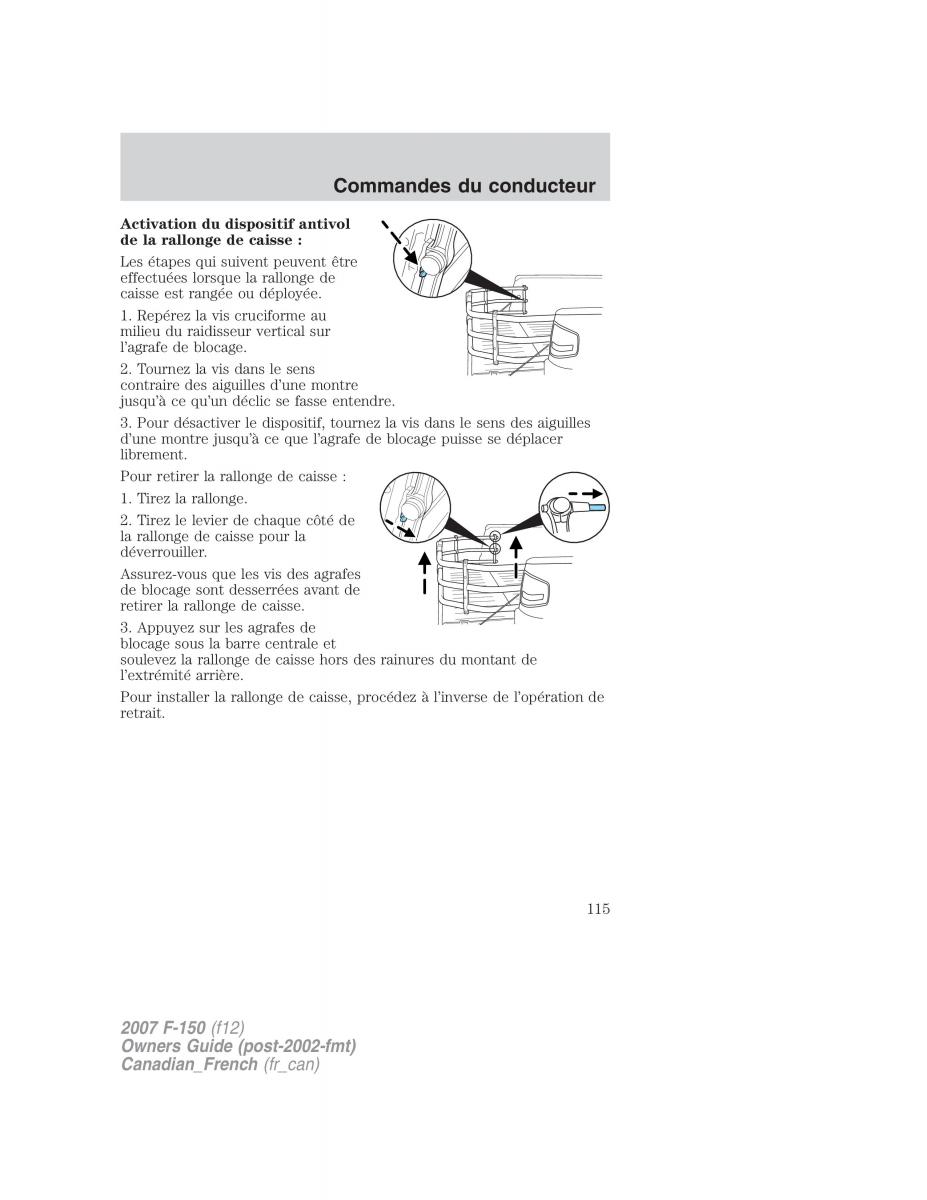 Ford F 150 manuel du proprietaire / page 115