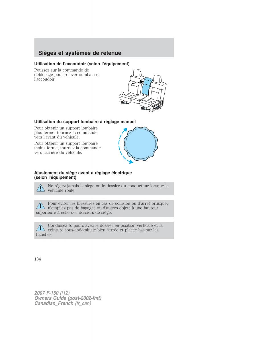 Ford F 150 manuel du proprietaire / page 134