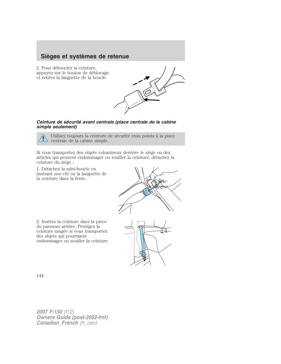 Ford F 150 manuel du proprietaire / page 144