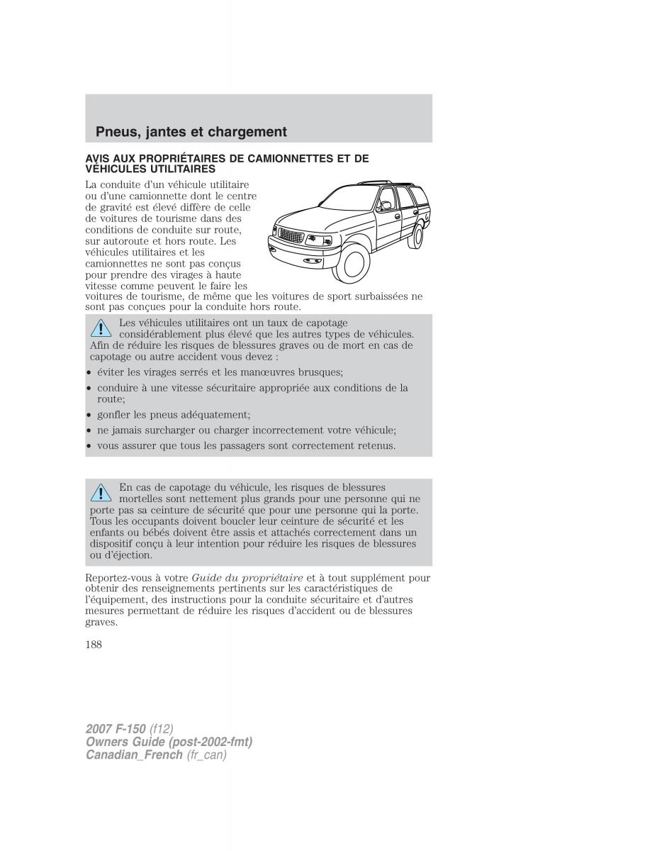 Ford F 150 manuel du proprietaire / page 188