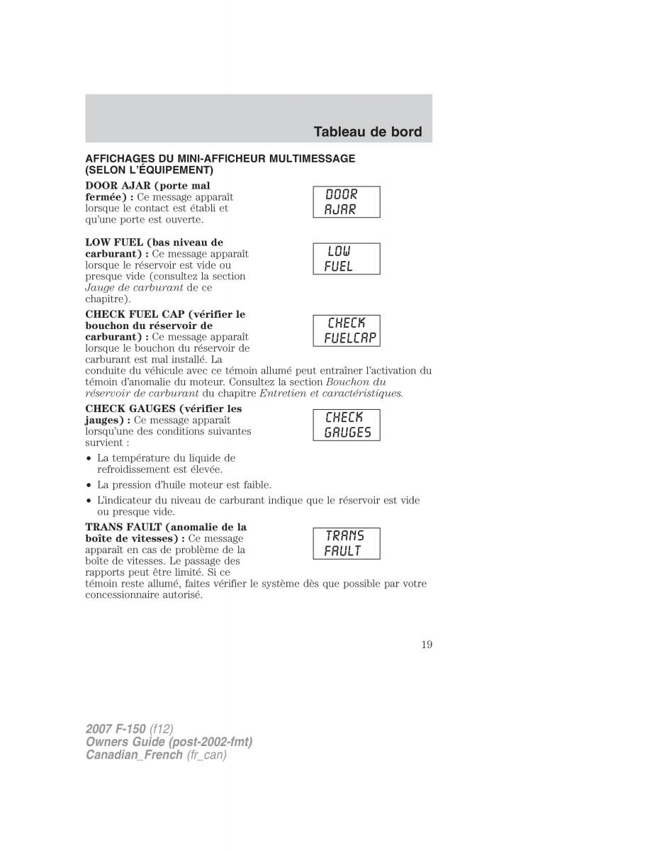 Ford F 150 manuel du proprietaire / page 19