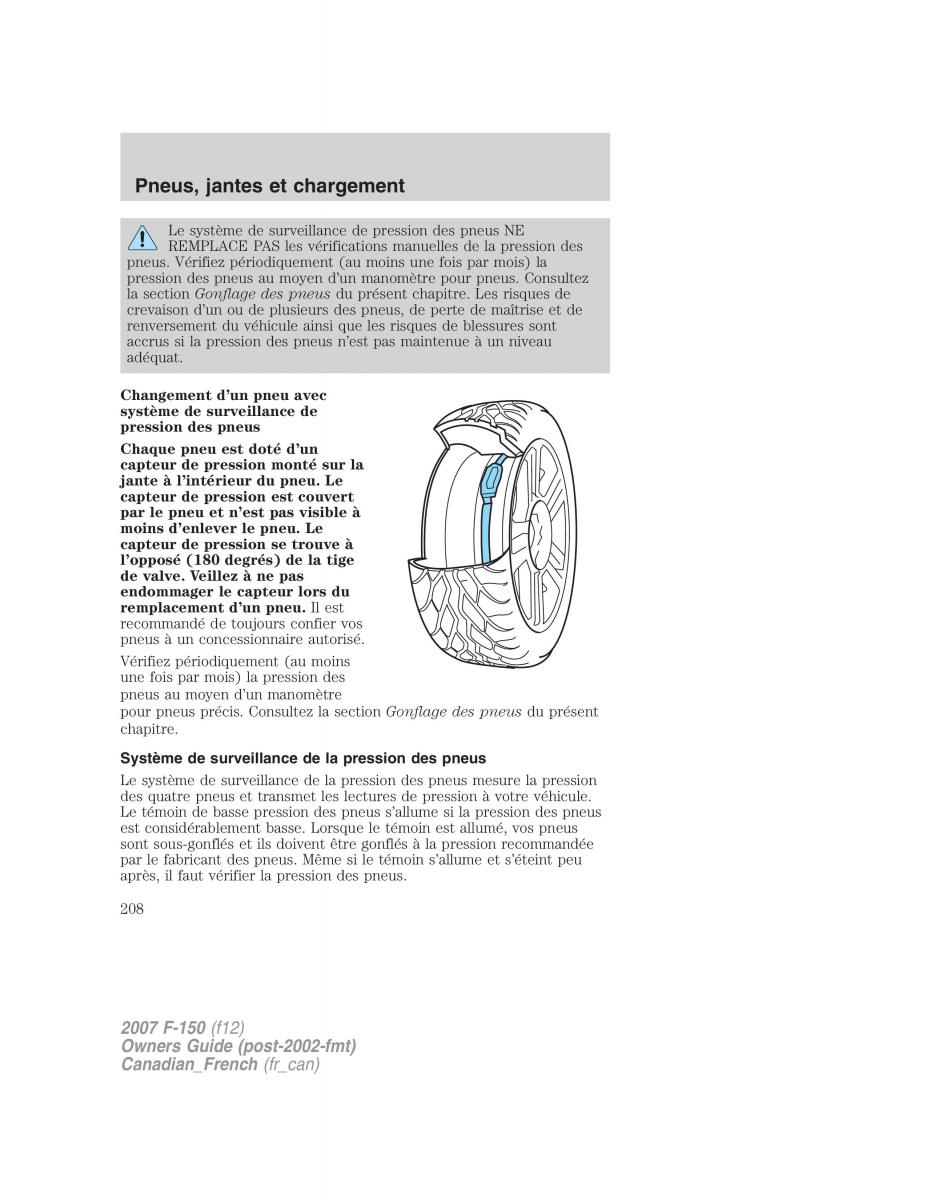 Ford F 150 manuel du proprietaire / page 208