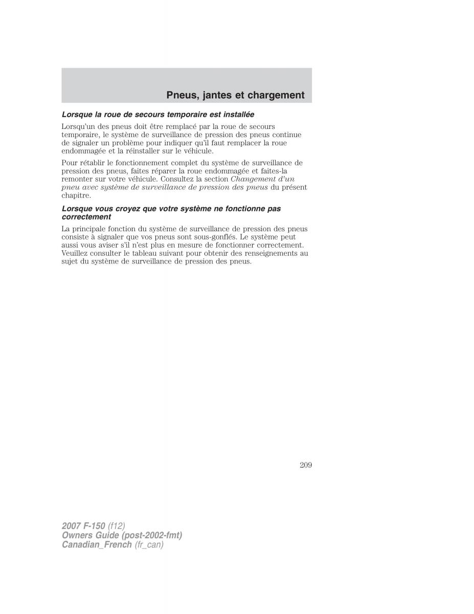 Ford F 150 manuel du proprietaire / page 209