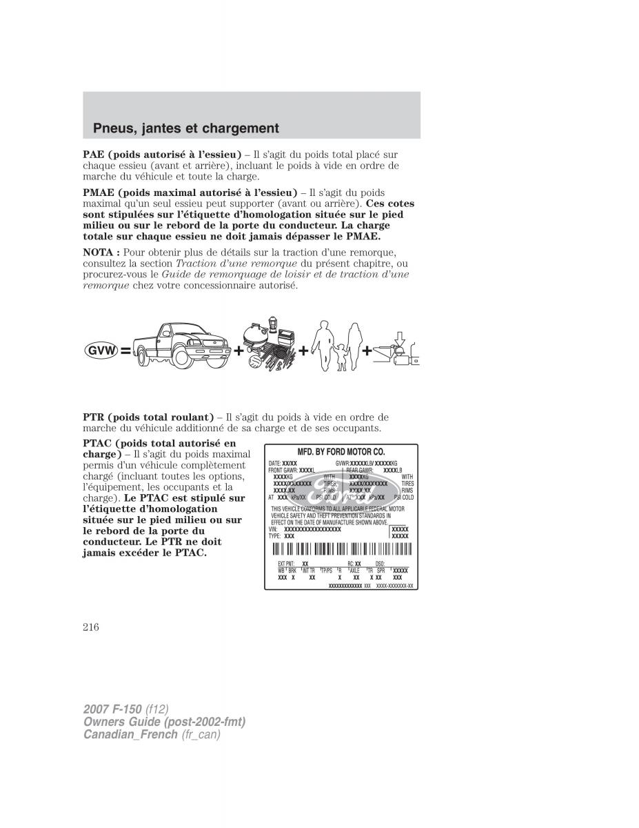 Ford F 150 manuel du proprietaire / page 216