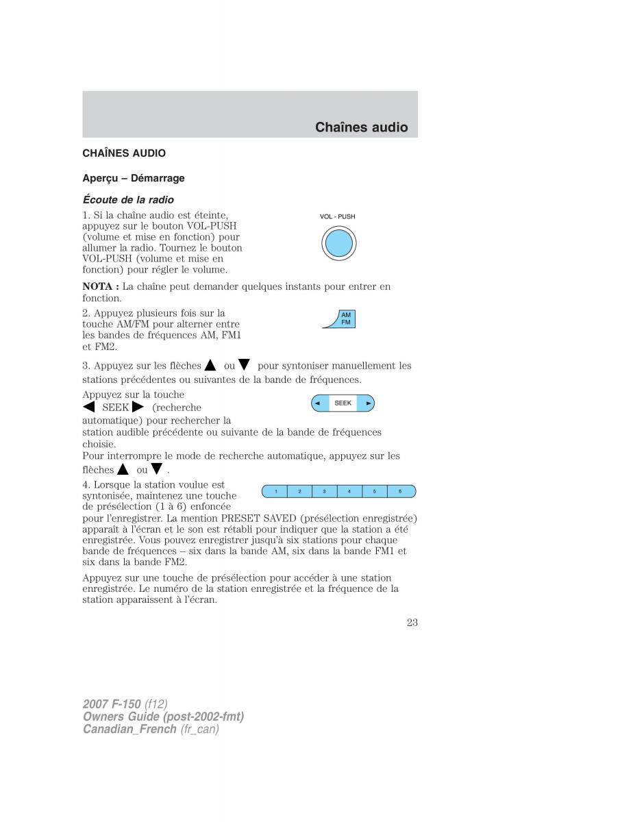 Ford F 150 manuel du proprietaire / page 23