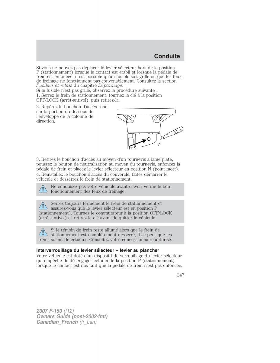 Ford F 150 manuel du proprietaire / page 247