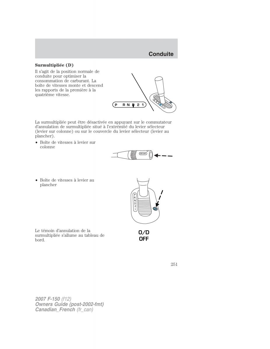 Ford F 150 manuel du proprietaire / page 251