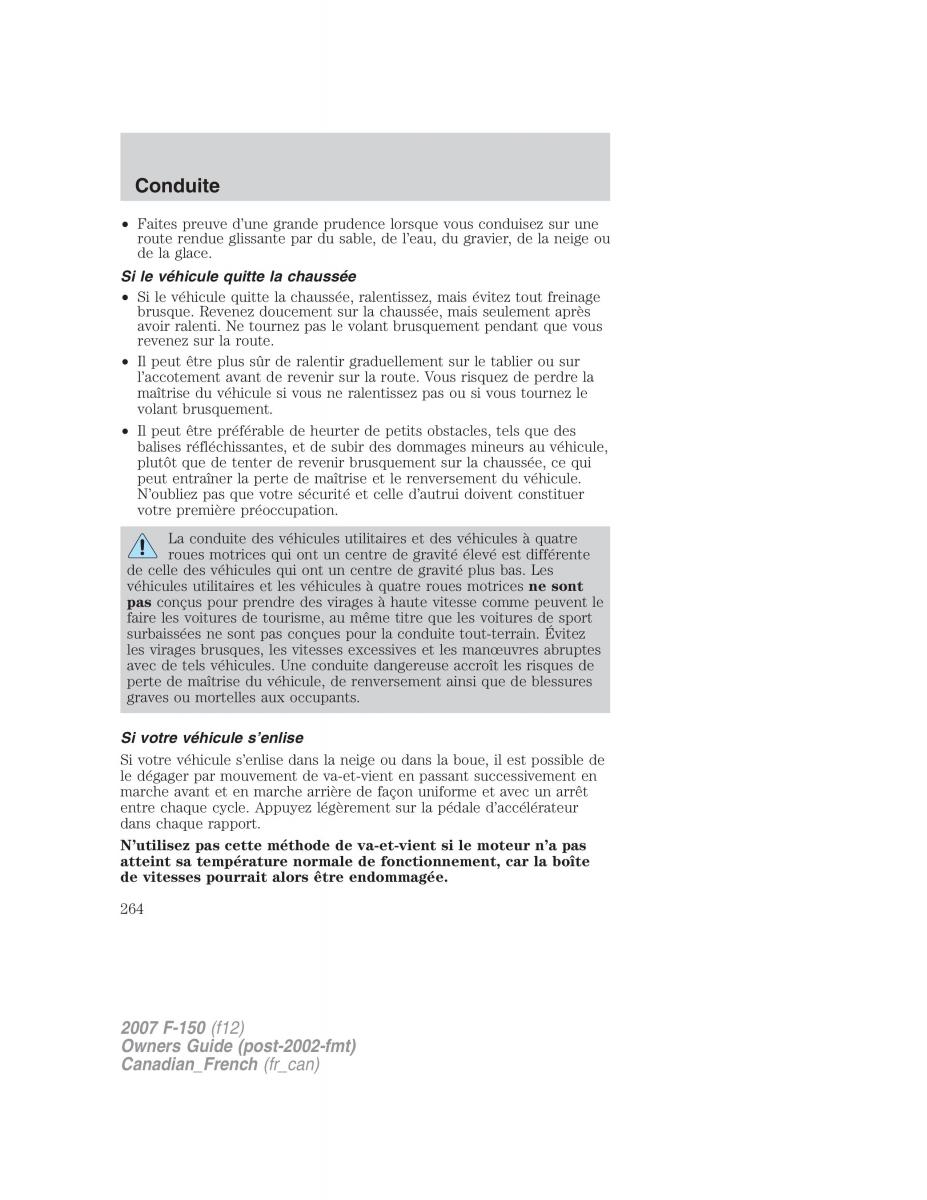 Ford F 150 manuel du proprietaire / page 264