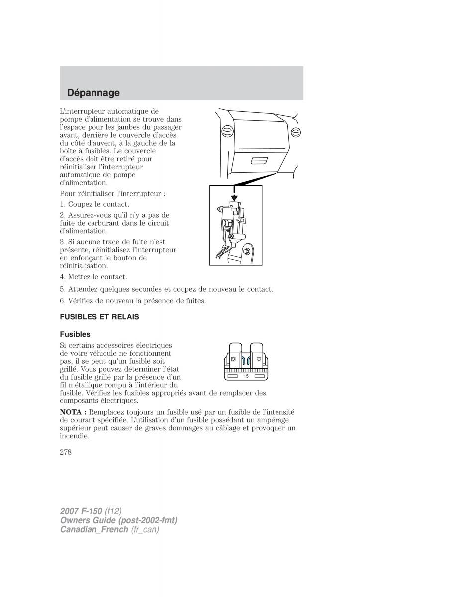 Ford F 150 manuel du proprietaire / page 278