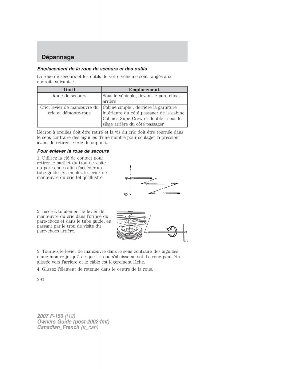 Ford F 150 manuel du proprietaire / page 292