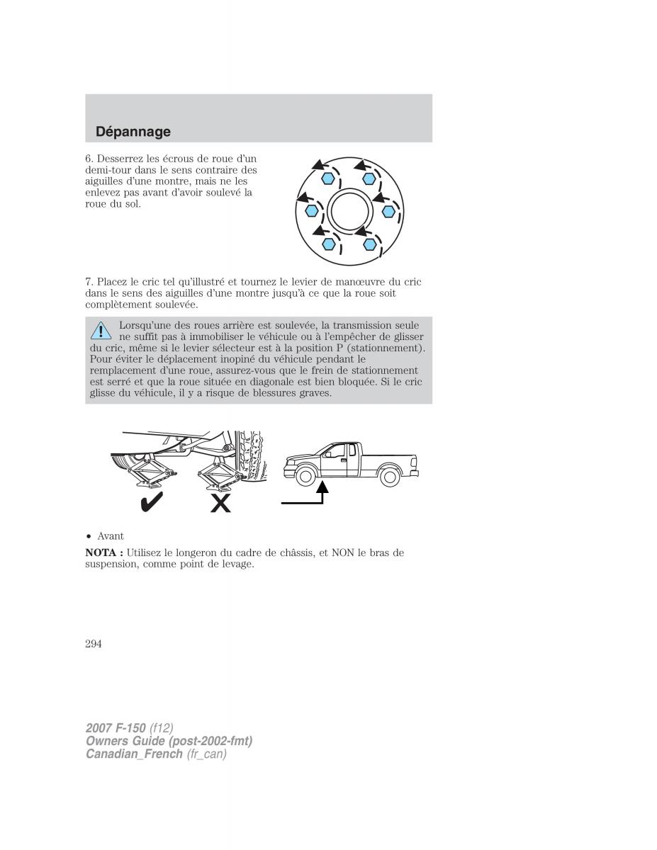 Ford F 150 manuel du proprietaire / page 294