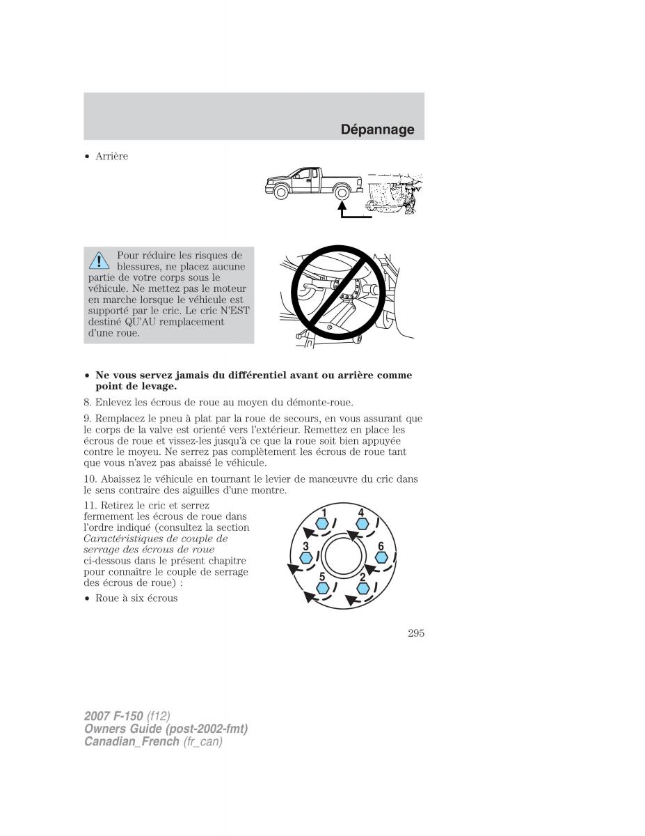 Ford F 150 manuel du proprietaire / page 295