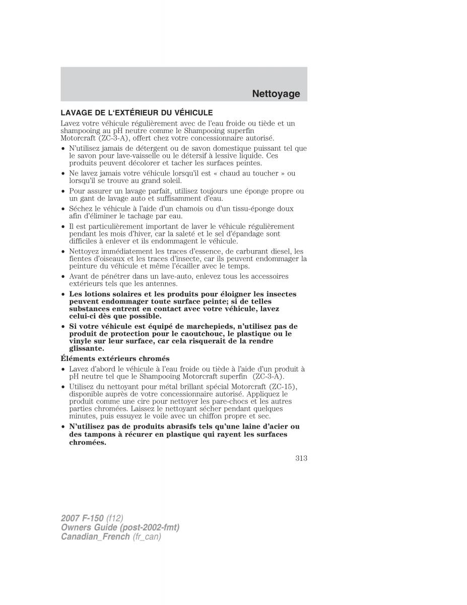 Ford F 150 manuel du proprietaire / page 313