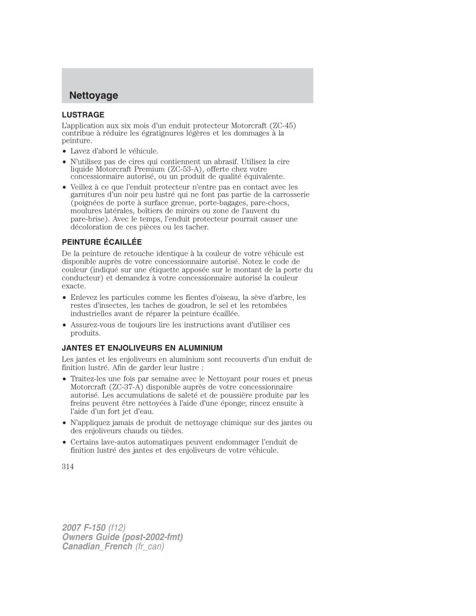 Ford F 150 manuel du proprietaire / page 314