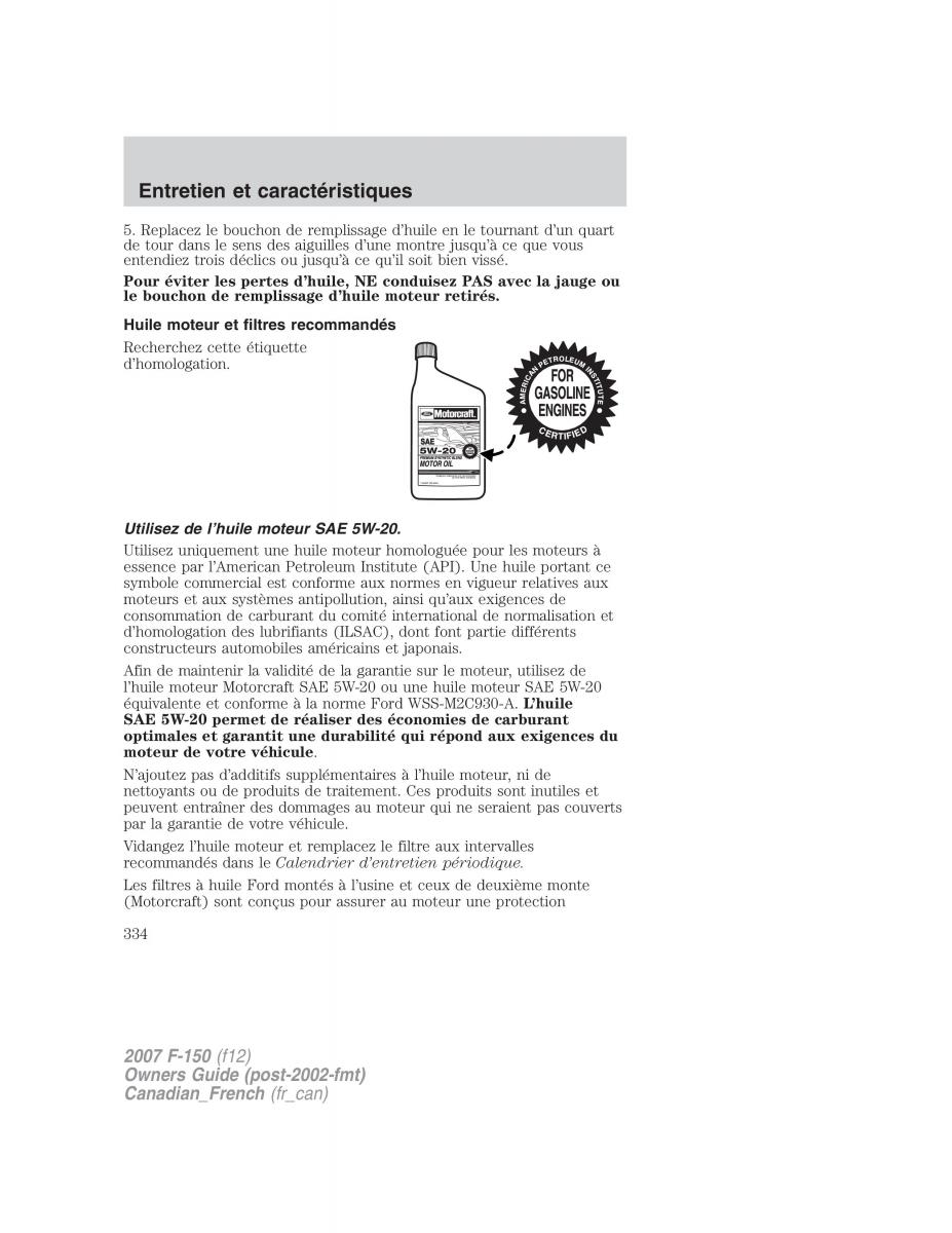 Ford F 150 manuel du proprietaire / page 334