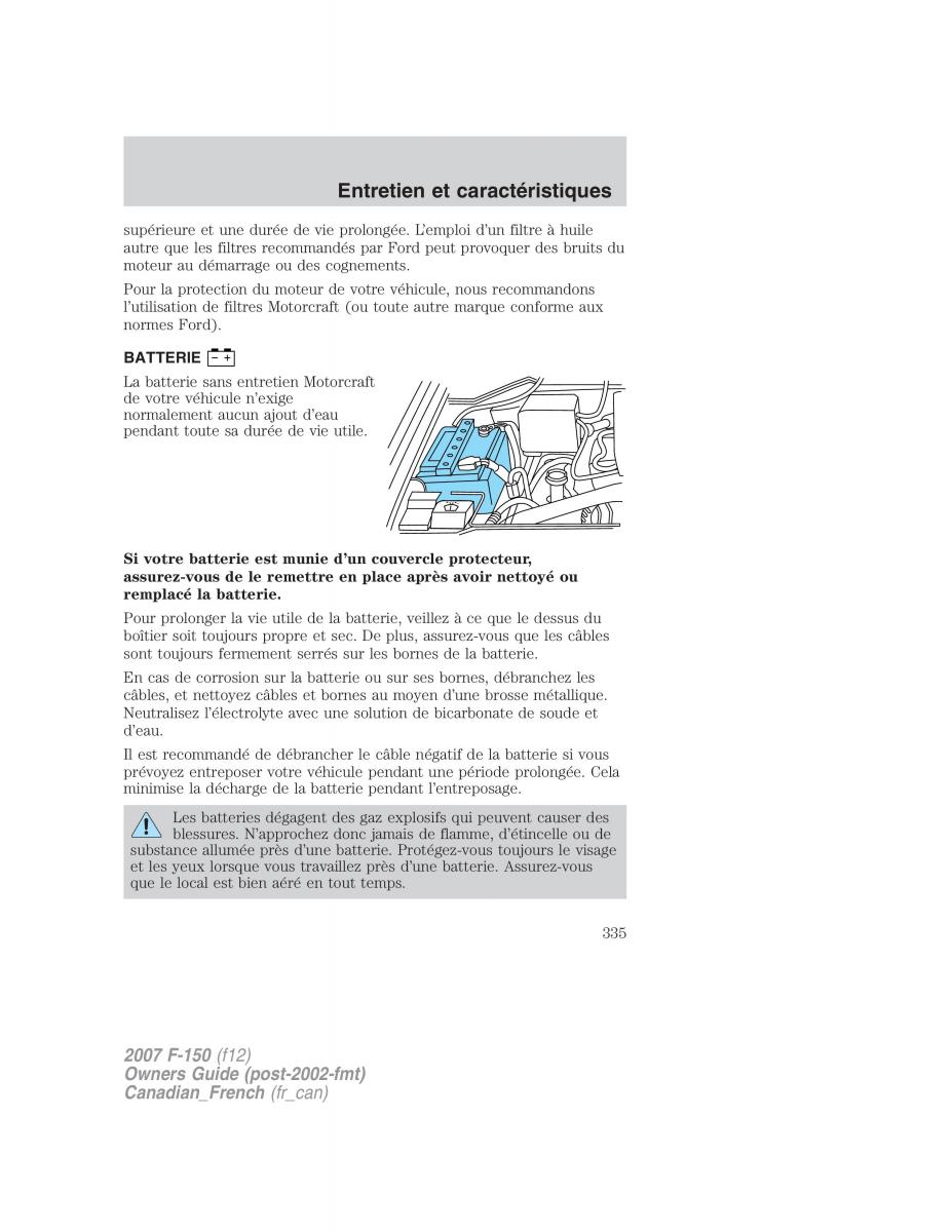 Ford F 150 manuel du proprietaire / page 335