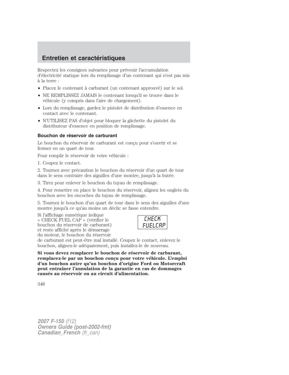 Ford F 150 manuel du proprietaire / page 348