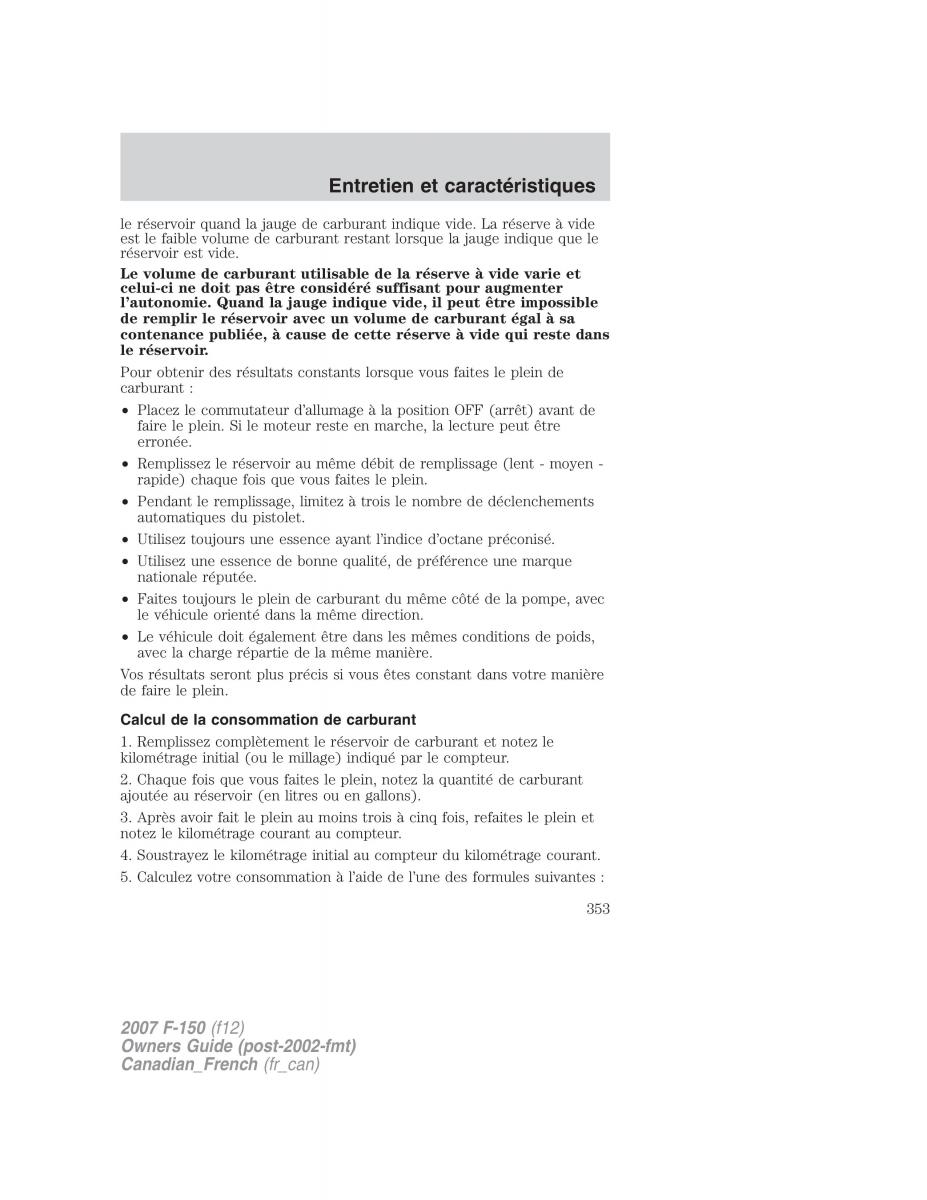 Ford F 150 manuel du proprietaire / page 353